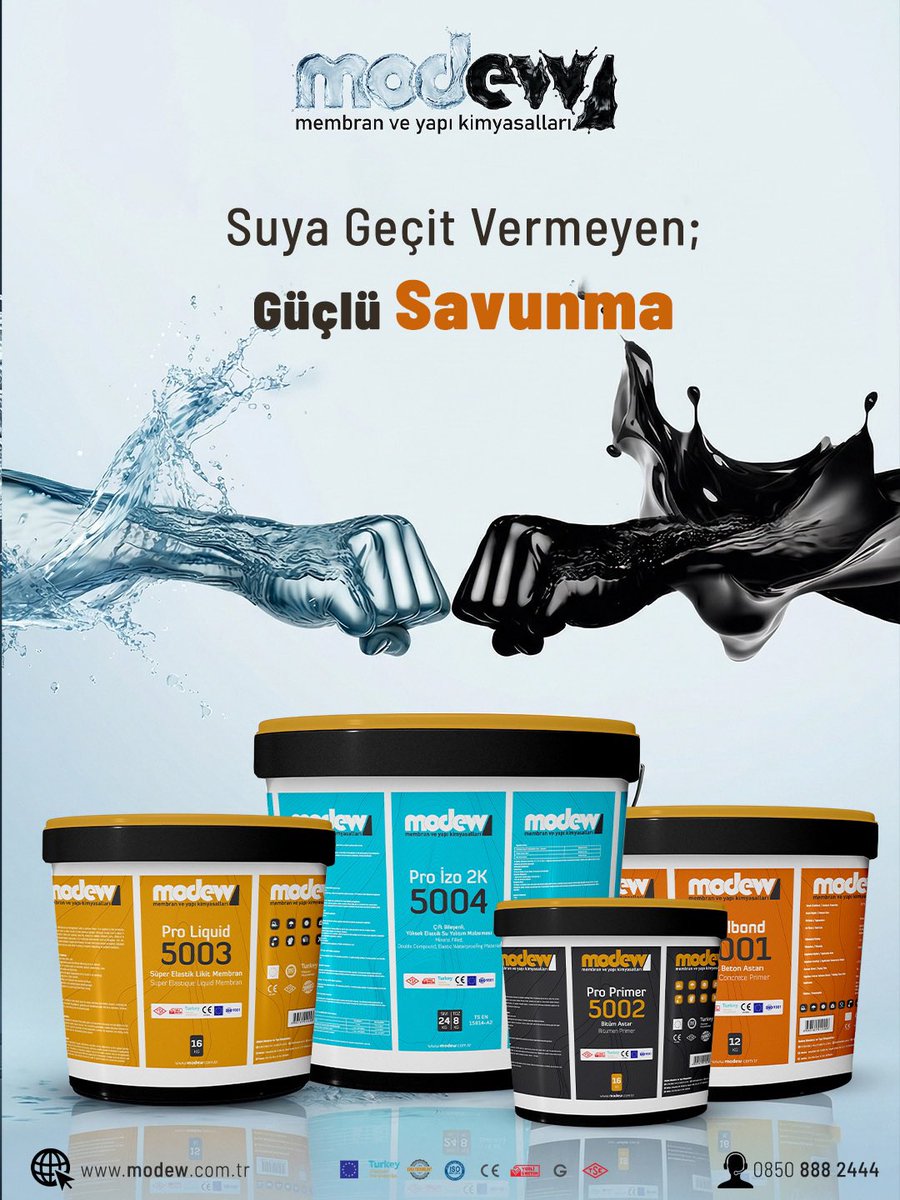 ModewYap's tweet photo. Suya karşı maksimum koruma, yapıya uzun ömürlü güven.
Modew olarak geliştirdiğimiz yüksek performanslı su yalıtım ve yapı kimyasalları çözümlerimizle projelere değer katmaya devam ediyoruz.

Kalite, dayanıklılık ve mühendislik gücü bir arada.

Modew ile yapılar daha güçlü, projeler daha güvenli.

#Modew #YapıKimyasalları #SuYalıtımı #Membran #İnşaat #Waterproofing #Construction #BuildingChemicals #Innovation #Quality

Modew Bir Yapı Standardı