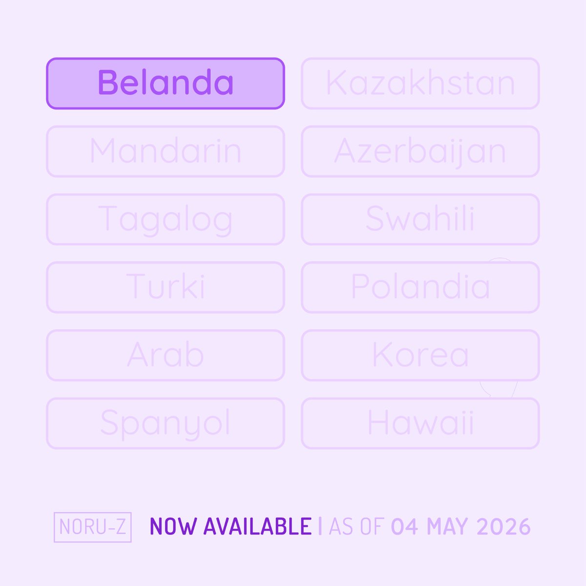 Ikutin perjalanan saya belajar 12 bahasa keren di dunia dalam NORU-Z Polyglot Chill Night. Beli juga flashcardnya biar bisa belajar bareng di Tiktok Shop dan Shopee.

tiktok.com/@noru_zua