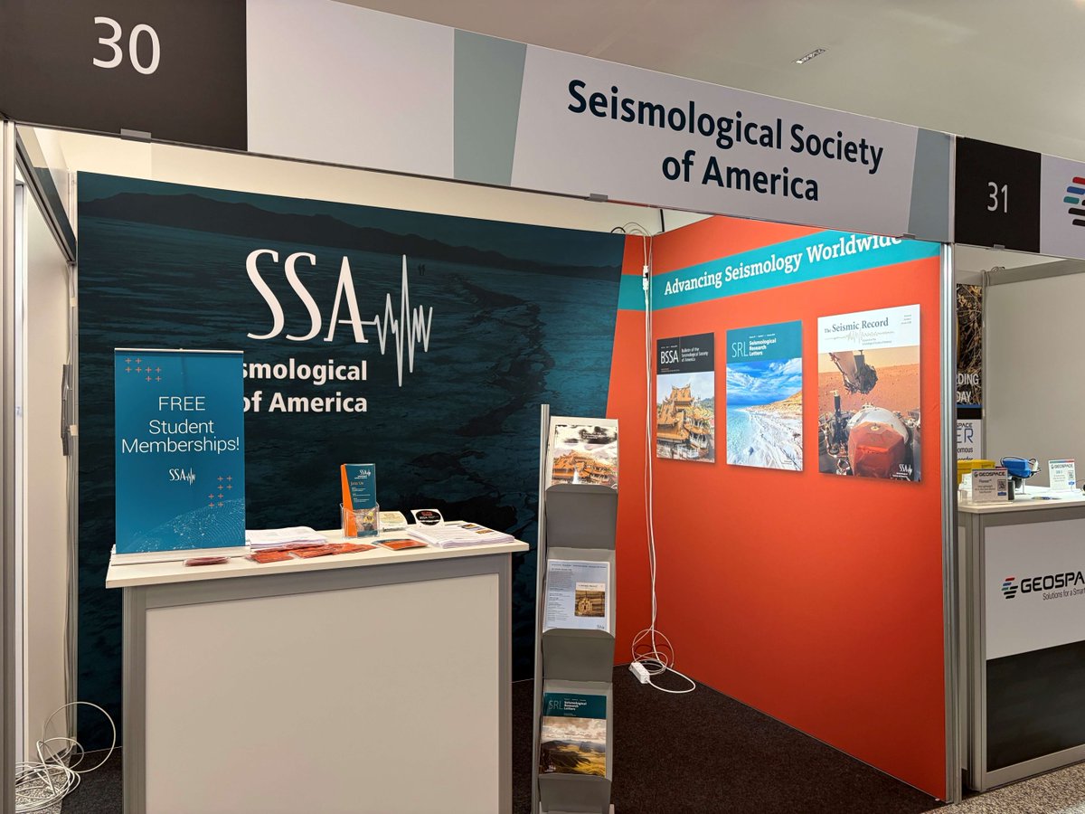 SeismoSocietyAm's tweet image. Welcome to #EGU26! Stop by the SSA booth (#30) in the Exhibit Hall all this week to learn more about #grants, #career training, #journals and free student and early-career #memberships. Or just come by to say hello! #seismology #geophysics #earthquake