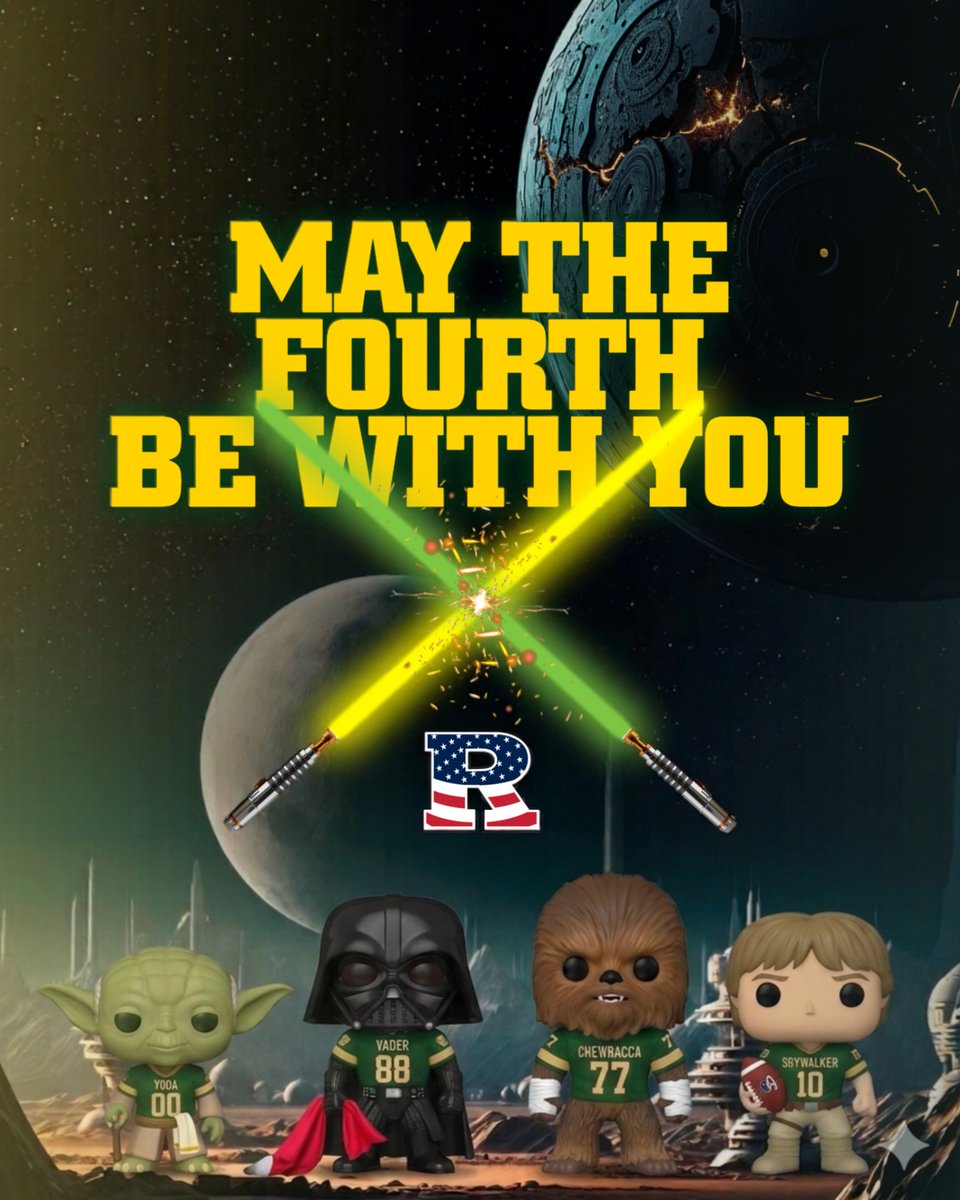 FootballFdr's tweet photo. "Our roster just got a little more...Forceful. 🏈✨ From the swamps of Dagobah to the trenches on the line, we’re ready to defend the home turf. May the Fourth be with you, Presidents! #StarWarsDay #MayThe4th #FDRFootball 
Do or do not, there is no try, especially on 4th &amp; Goal. https://t.co/4oRQ1teVcP