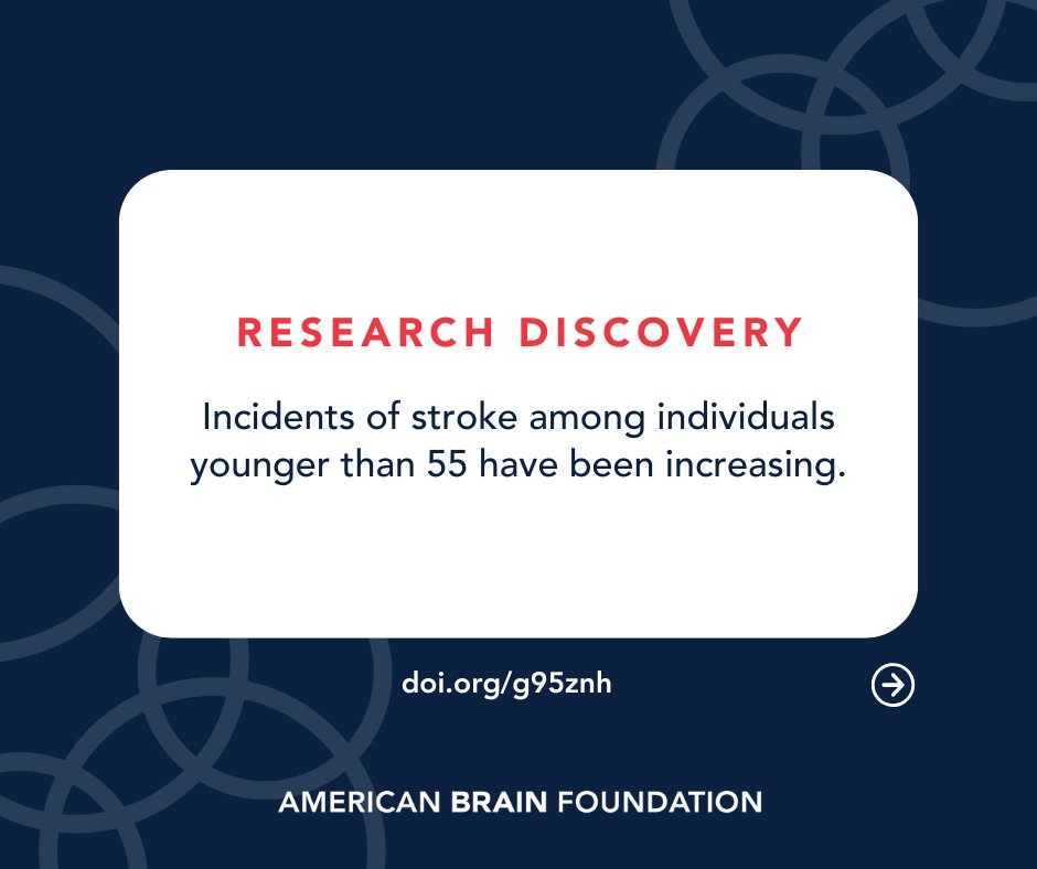 ABFbrain's tweet image. Rates of #stroke among younger people (less than 55 years) have been increasing, according to Drs. Nehme and Li of @UniofOxford. Non-traditional risk factors may play a role, but they suggest prevention efforts need to target younger people. #StrokeMonth