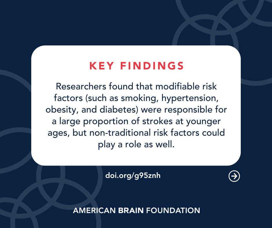 ABFbrain's tweet image. Rates of #stroke among younger people (less than 55 years) have been increasing, according to Drs. Nehme and Li of @UniofOxford. Non-traditional risk factors may play a role, but they suggest prevention efforts need to target younger people. #StrokeMonth