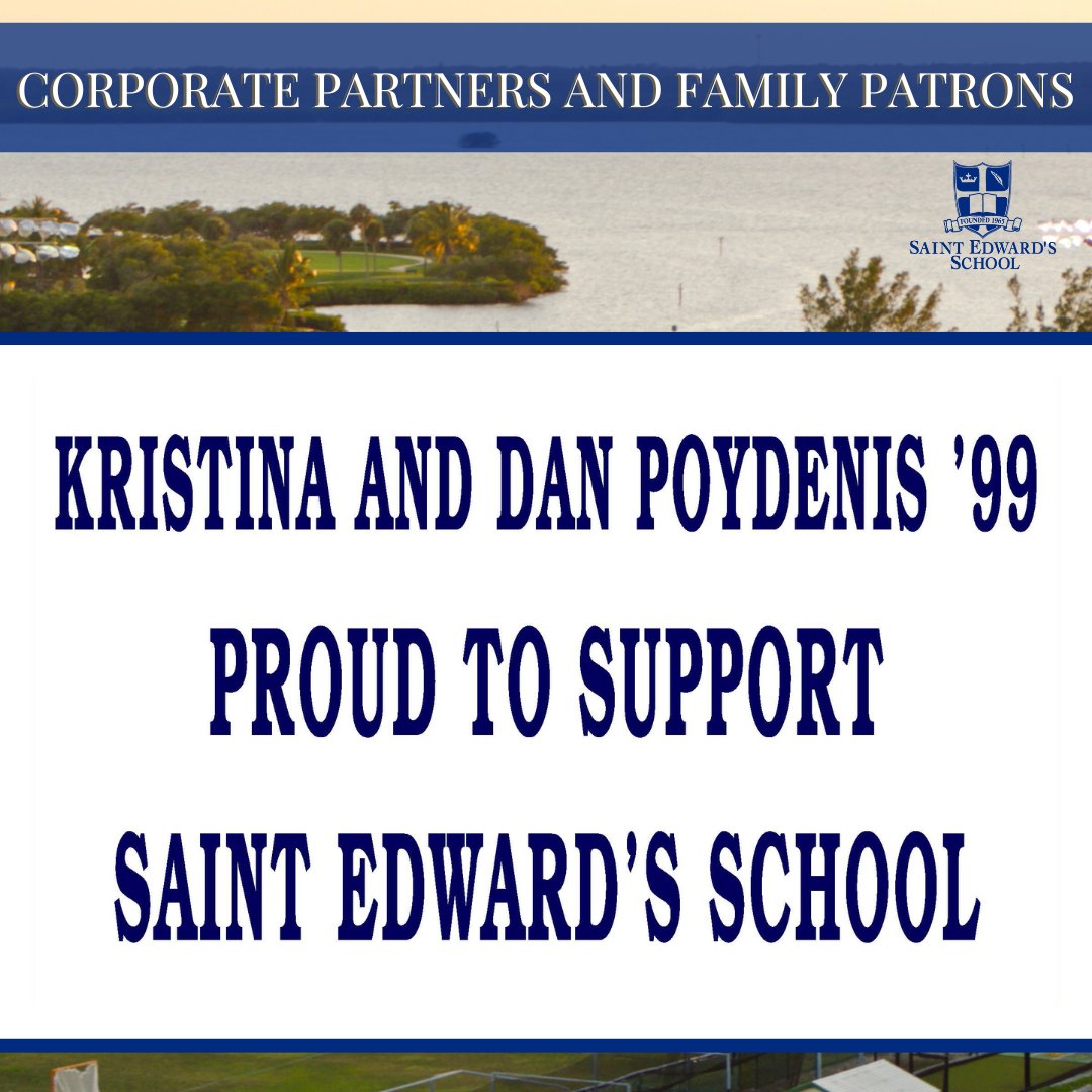 StEdsVero's tweet photo. We are so grateful for our 2025-26 Corporate Partners and Family Patrons. Thank you to KRSITINA AND DAN POYDENIS '99 for supporting Saint Edward's School! #SESCorporatePartners2025

Check out all of our Corporate Partners and Family Patrons: https://t.co/oaHuppD2hN https://t.co/nljCIlzXQK
