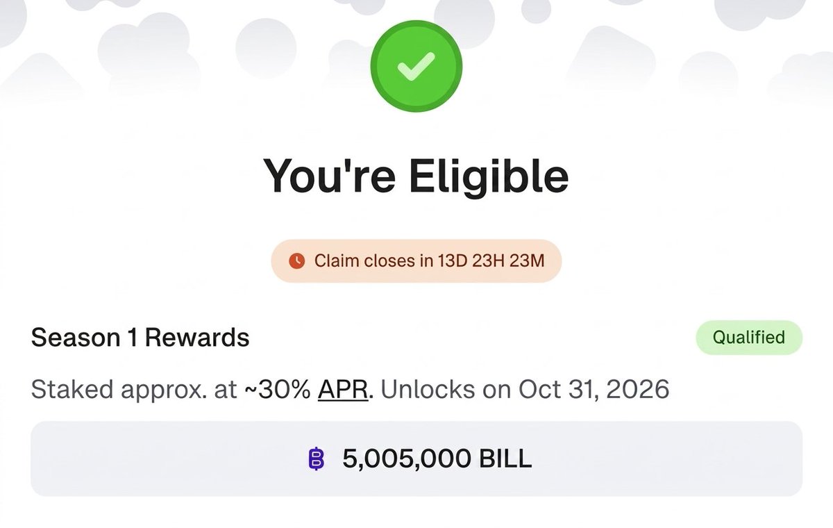 0xEpiachi's tweet photo. Eligible to claim 5,000,000 $BILL

That's $175k airdrop at the current price.

Billions cooked, but not for you and me 🥴 https://t.co/BoblMqROLT
