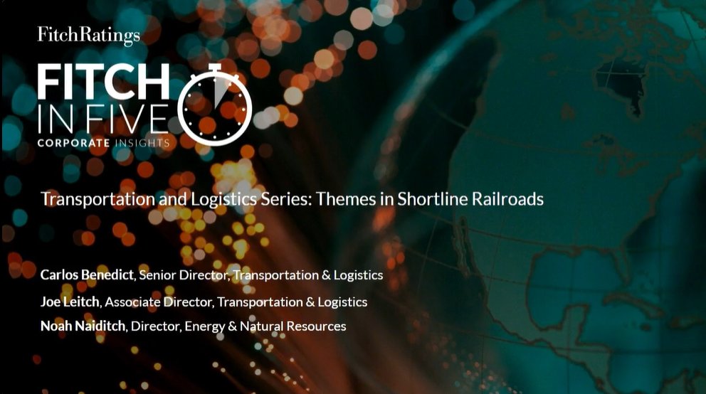 FitchRatings's tweet image. Tune in to this Fitch in Five episode from the 2026 #Transportation &amp;amp; #Logistics series for a quick look at the key themes shaping the short line #rail sector. Listen now: ow.ly/pbE750YTzZu #FitchinFive
