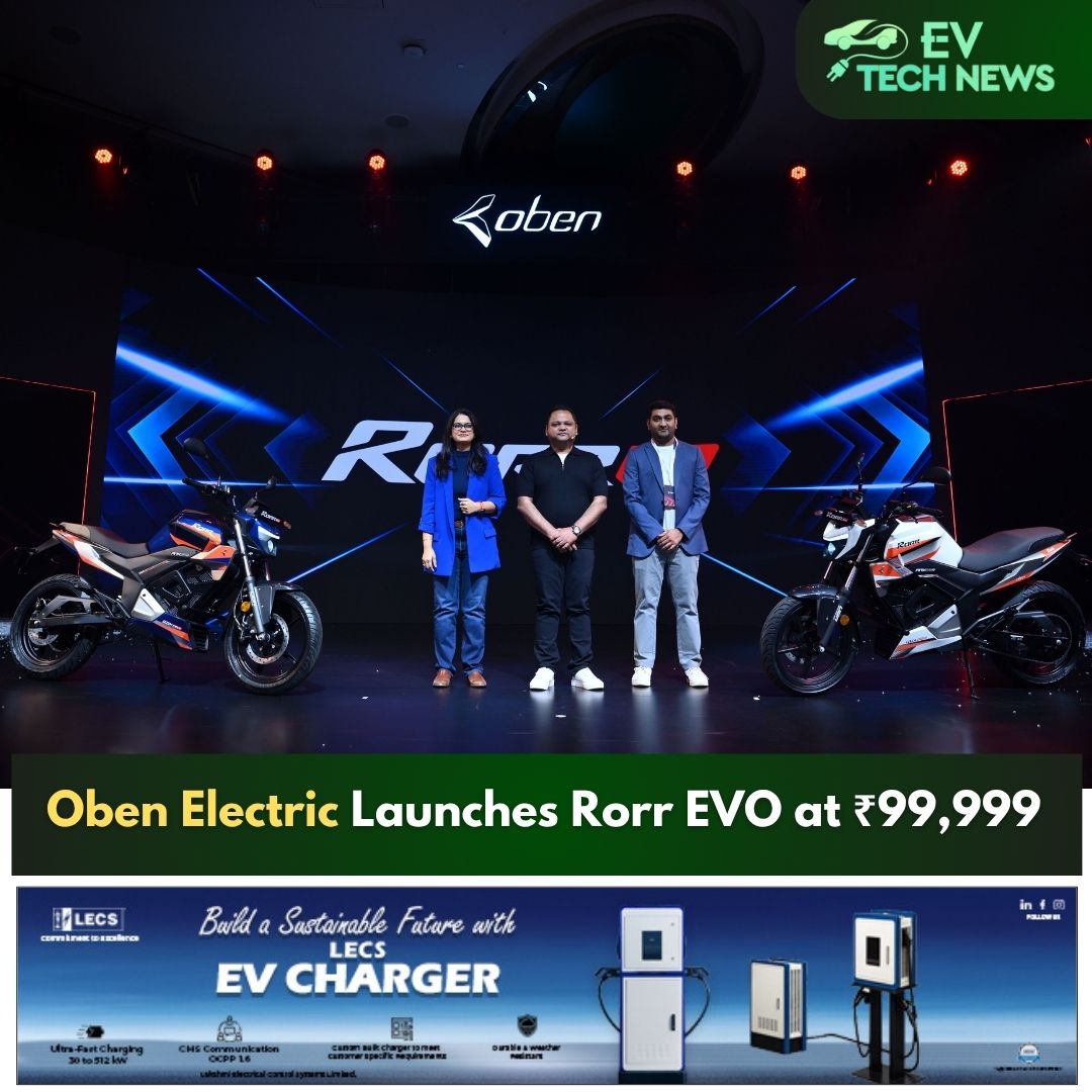 EVTechNews's tweet image. Oben Electric launches Rorr EVO at ₹99,999 (ex-showroom) for the first 10,000 customers—combining performance, practicality &amp;amp; everyday usability.

𝐑𝐞𝐚𝐝 𝐌𝐨𝐫𝐞: evtechnews.in/oben-electric-…

#ObenElectric #RorrEVO #ElectricVehicles #EVIndia #ElectricBike