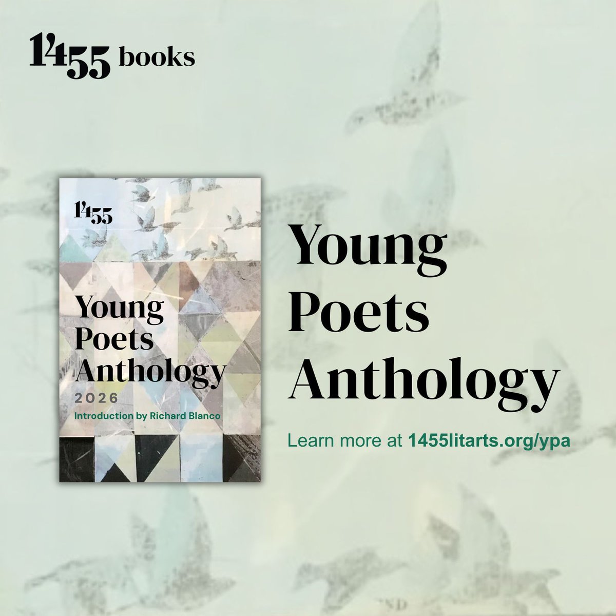 1455LitArts's tweet image. The 1455 team is excited to announce the very first title in our 1455 Books catalog: the Young Poets Anthology. 

Coming June 23, 2026. 

Learn more at 1455litarts.org/ypa 

#newbook #YoungPoetsAnthology #reading #writing #poetry #art #hope