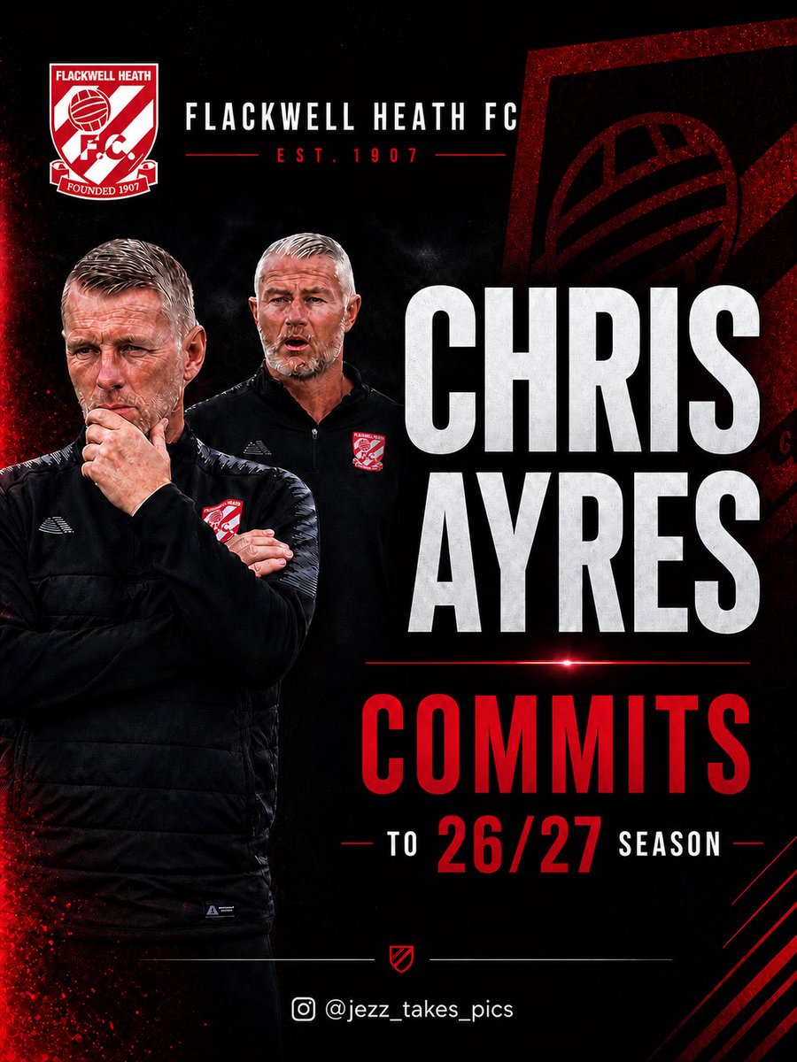 FHFC1907's tweet photo. 🚨 Club Announcement 🚨
We are delighted to announce that Chris Ayres and his management team have fully committed to the 26/27 season!
#Heathens https://t.co/lyq3N7oRES