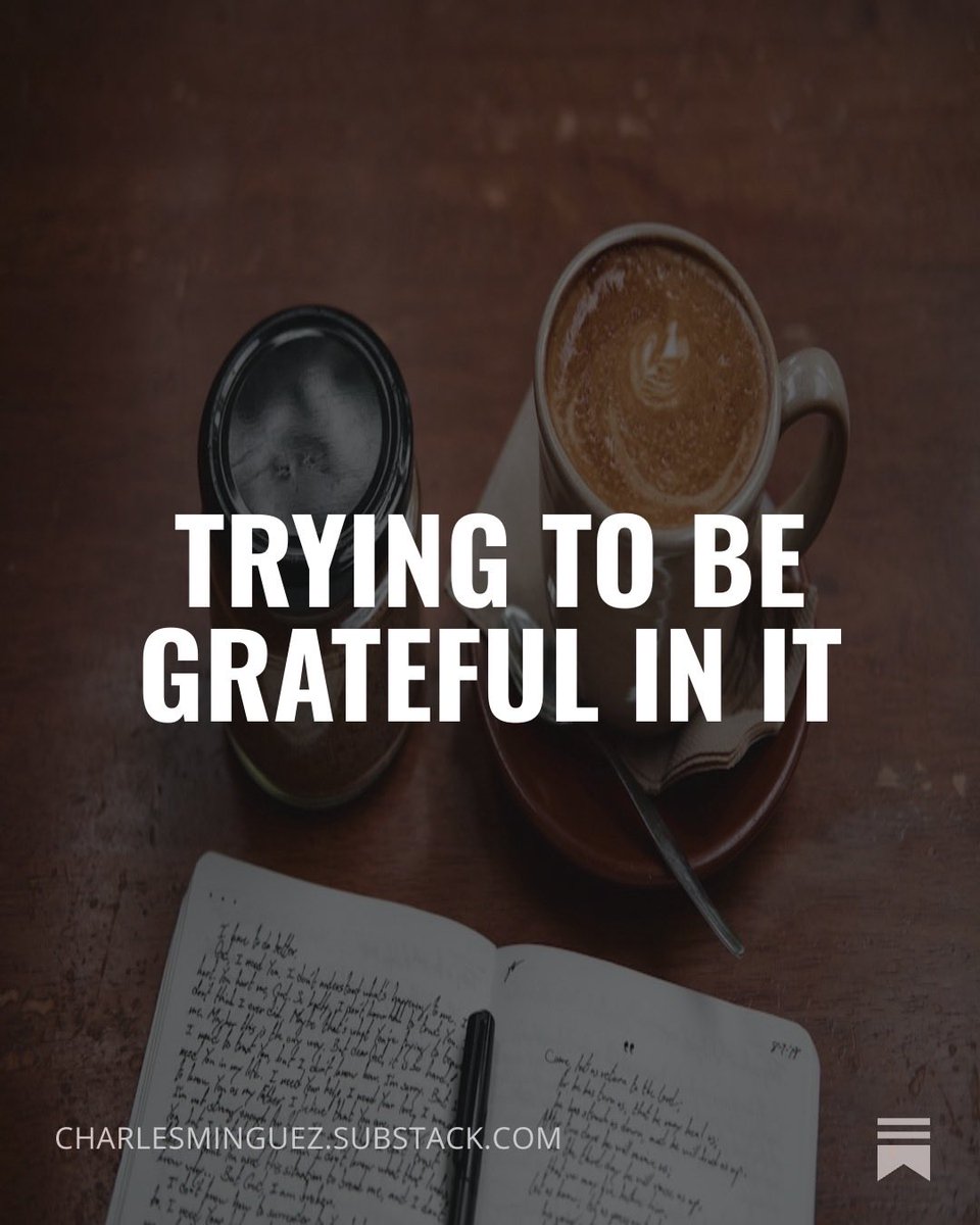 CharlesMinguez's tweet photo. Most mornings: five things I’m grateful for.

Sometimes it lands, sometimes it doesn’t.

But it shifts something—  
from gratitude for to gratitude in.

Where is the wisdom here?

Read more on Substack.

https://t.co/RrfnwqOjyc https://t.co/3i9aMGVjGb