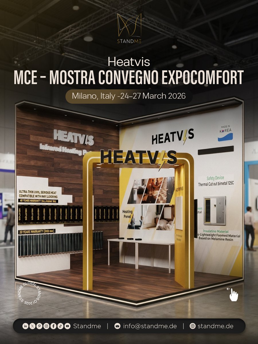 standme_d's tweet image. At MCE #Milano 2026, #StandMe delivered a custom #exhibition stand for Heatvis
 designed to highlight innovation in energy and heating technologies.