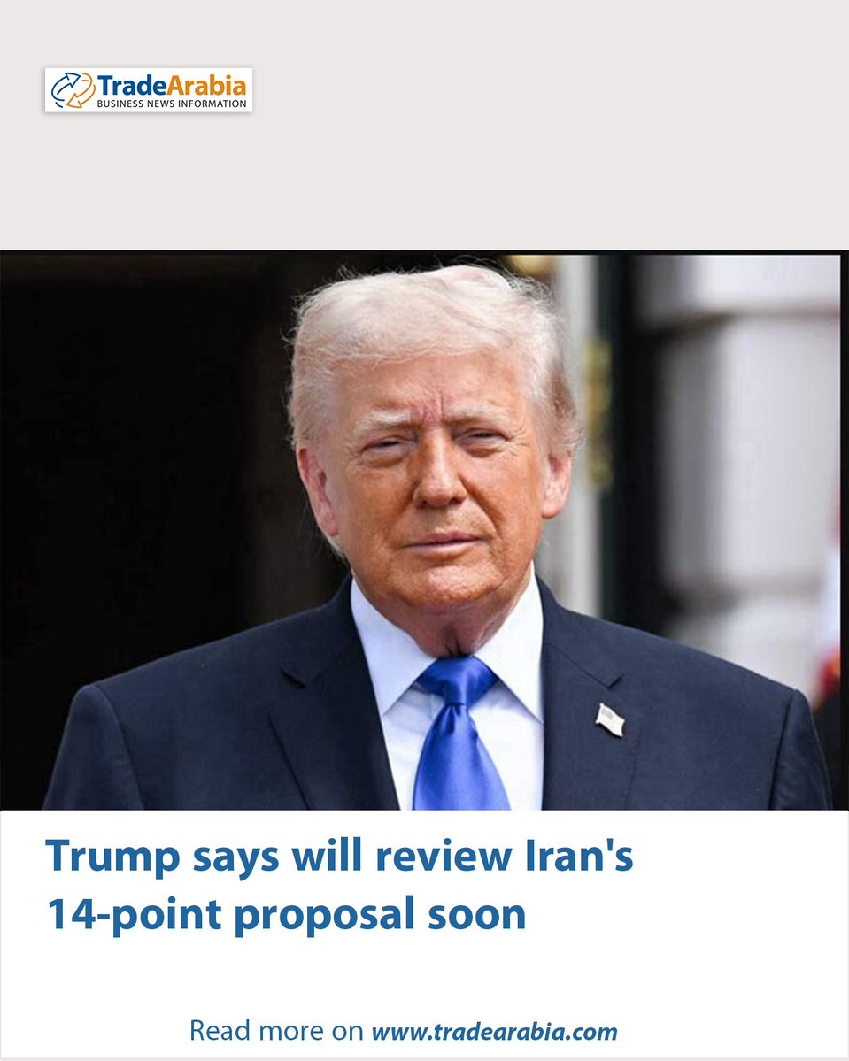 TradeArabia's tweet image. US President Donald Trump said he will soon review Iran's new 14-point proposal for peace, adding that he “can’t imagine that it would be acceptable.”

Read more on tradearabia.com/News/462038/Tr…

#Tradearabia #trump #war #iran
