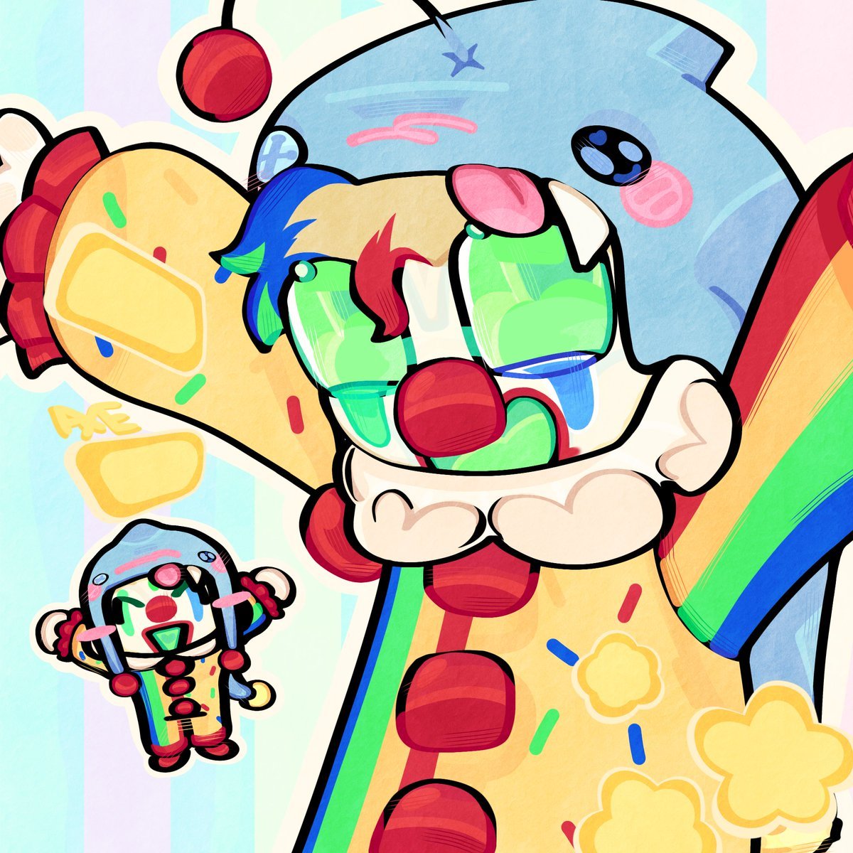 AAHHXE's tweet photo. This clown aahh Foolish drawing that i finally got myself to finish 
#qsmp2fanart #foolishfanart https://t.co/HJpHGfflNa