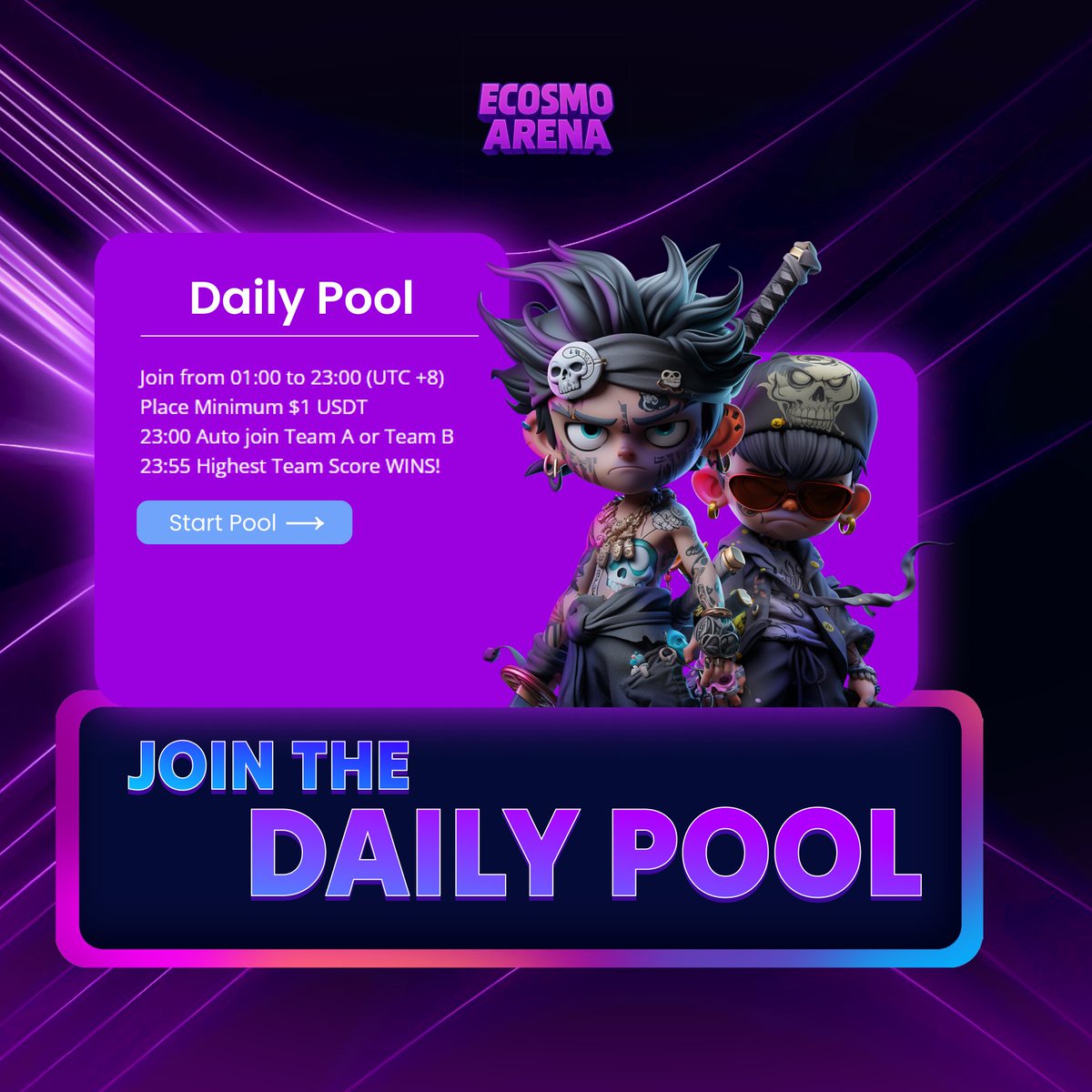 ecosmoarena's tweet photo. Daily Pool rewards both teams 🤝 

Start your climb today! https://t.co/pcq5PERzk1