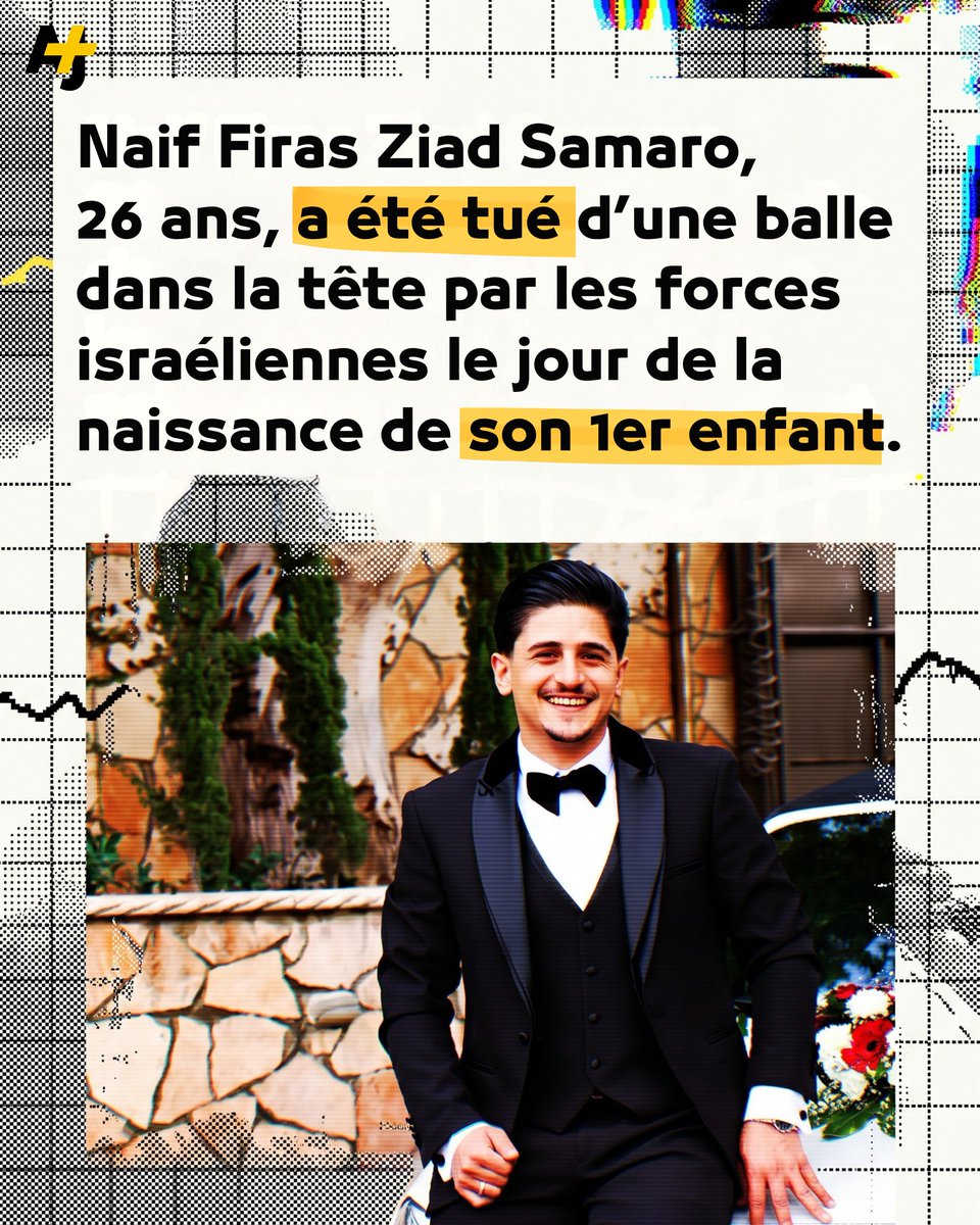 ajplusfrancais's tweet photo. Il ne rencontrera jamais son enfant. Le jour où il s’apprêtait à devenir père pour la 1ère fois, Naif Firas Ziad Samaro, 26 ans, a été tué par les forces israéliennes à Naplouse. https://t.co/DY7MmxIec1
