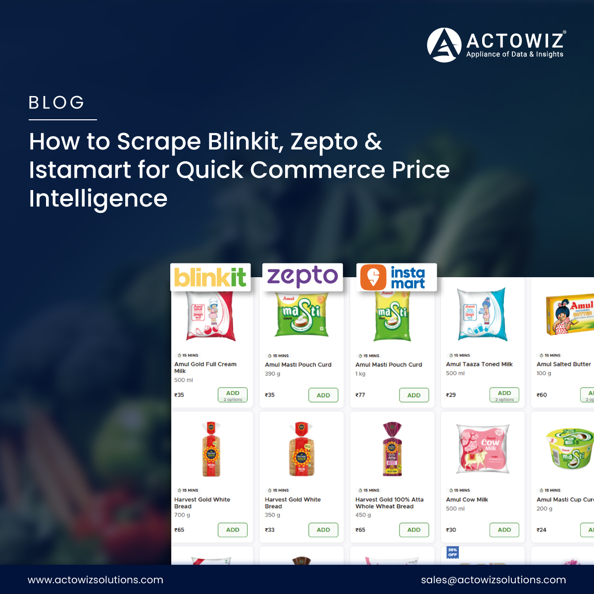 actowizsolution's tweet image. Quick commerce never sleeps ⚡

Price moves, promos &amp;amp; demand shifts across Blinkit, Zepto &amp;amp; Swiggy Instamart can change in hours.

Real-time retail intelligence helps brands react faster 📊

#QuickCommerce #RetailAnalytics #PricingStrategy