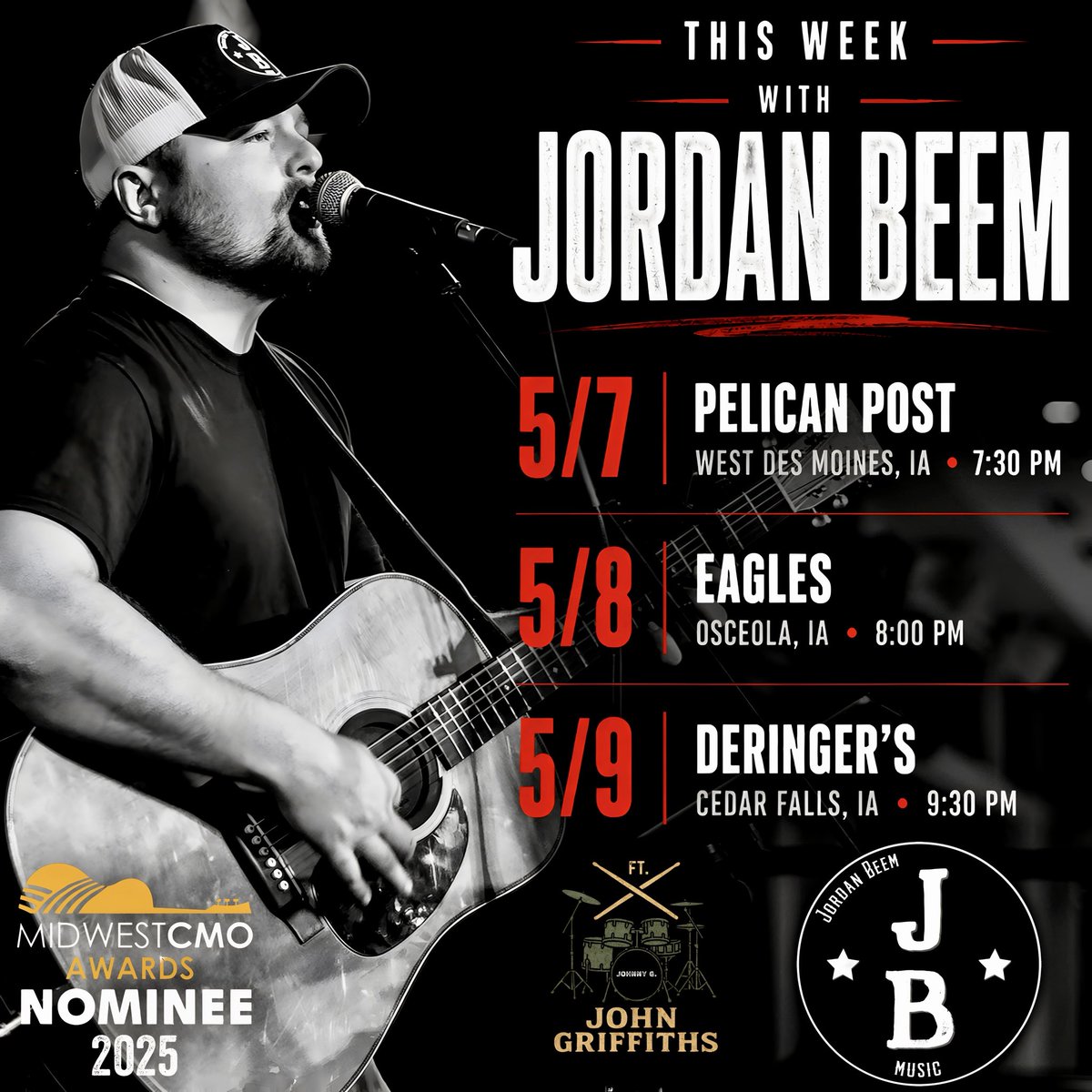 JordanABeem's tweet photo. DSM, Osceola, CF this weekend!! 🔥 #livemusic #iowa https://t.co/LbuUGU5r1T