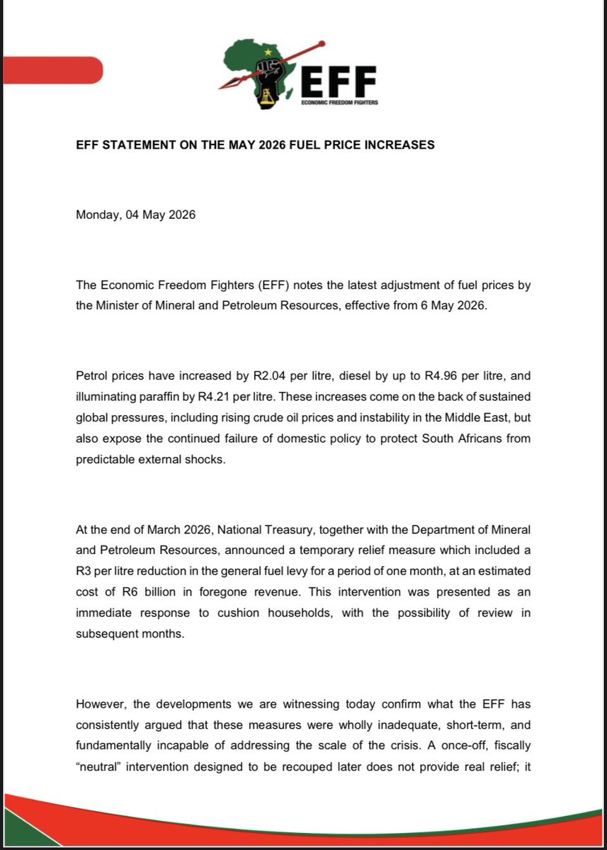 Economic Freedom Fighters tweet media