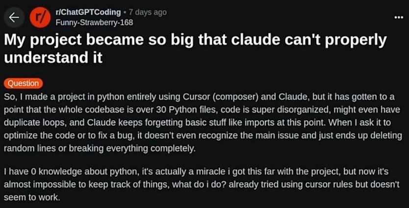 IfeanyiSam39950's tweet image. I don’t think 30 Python files should be considered too large for Claude to handle.

#Claude #Webdev #Coding