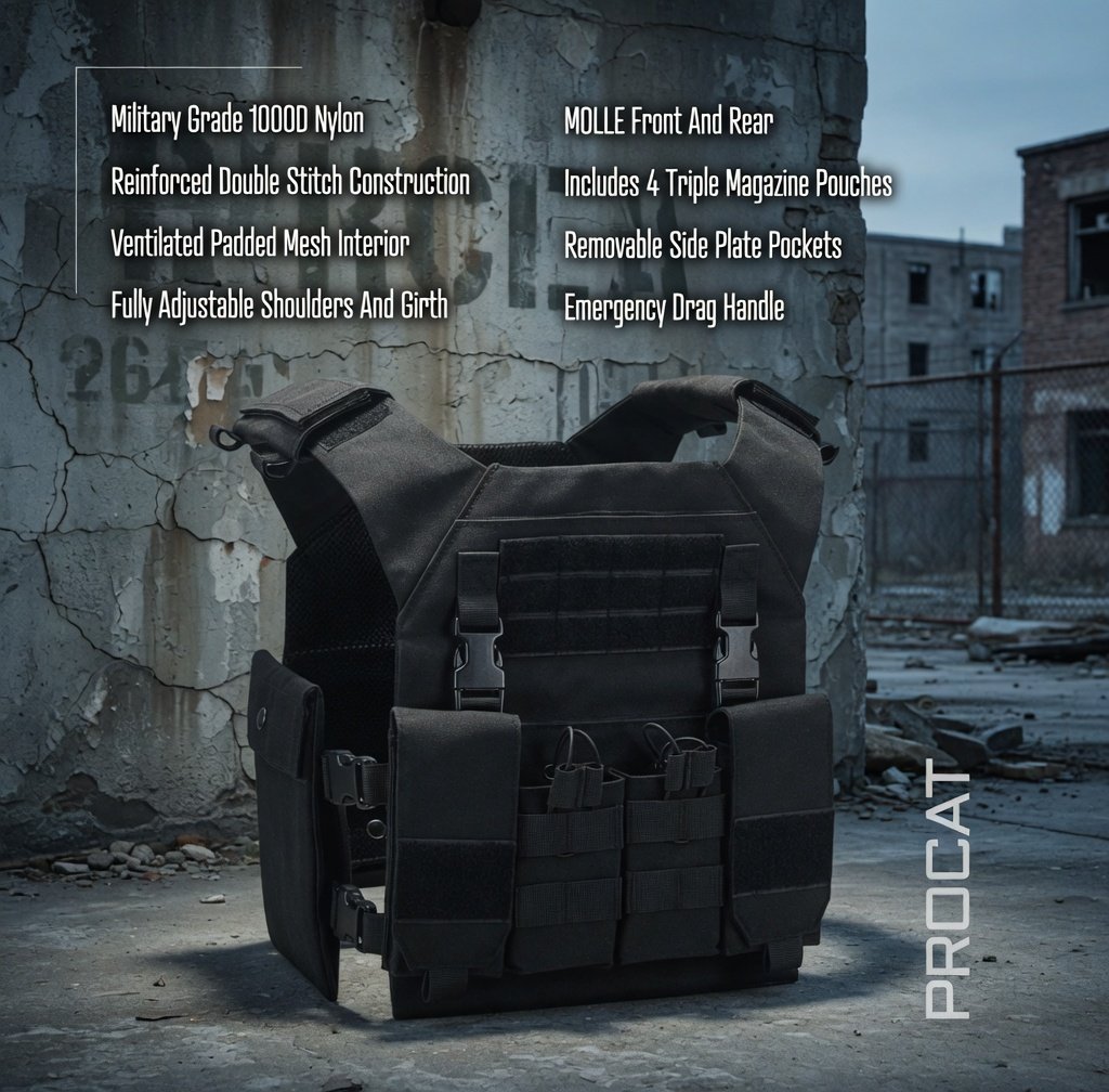 JacobsQTactical's tweet image. 🔥 TSG Procat Tactical Vest by Jacobs Quality Tactical!

Military Grade 1000D Nylon, MOLLE, 4 mag pouches, adjustable &amp;amp; ventilated. Built tough for range &amp;amp; duty.

[Link in bio]

#TacticalGear #PlateCarrier