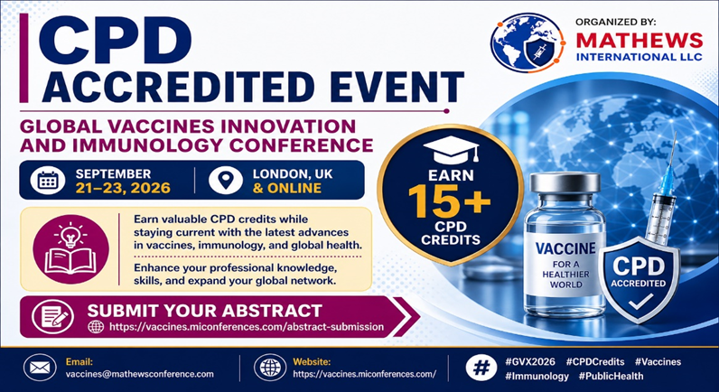 VaccineEvent's tweet image. 🎓 CPD Accredited Event(@VaccineEvent)
Earn 15+ CPD Credits at the Global Vaccines Innovation and Immunology Conference (GVX Immunology 2026)
📅 Sept 21–23, 2026 | London &amp;amp; Online
📄 Submit Abstract: vaccines.miconferences.com/abstract-submi…
#GVX2026 #CPDCredits #Vaccines #Immunology #PublicHealth