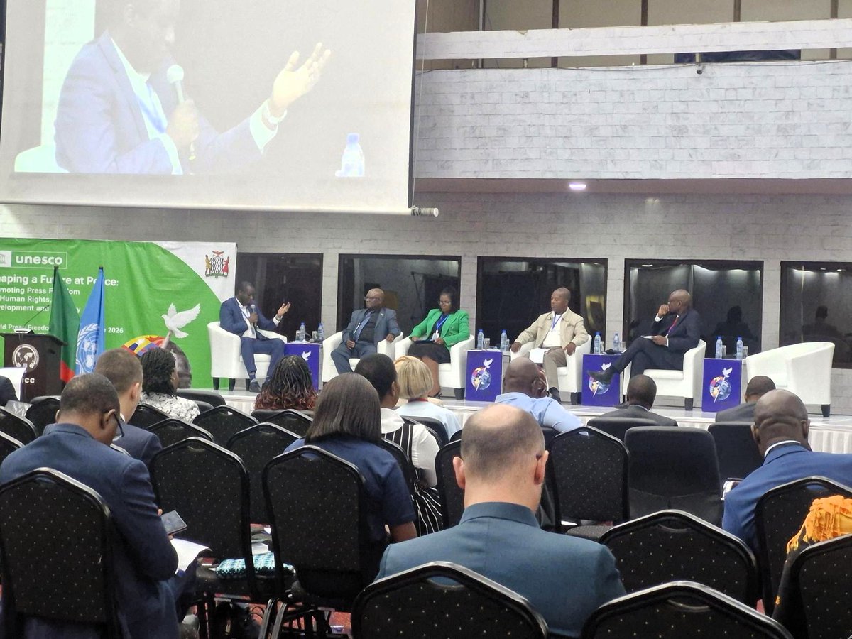 eye_southern's tweet photo. #Zambia | #SouthernAfrica
The 2026 edition of the Southern Africa Press Freedom Report has been launched at the WPFD event ongoing in #Lusaka, Zambia. Panel discussed some of the critical issues raised in the report. #WorldPressFreedom #PressFreedom https://t.co/i5O0kL2vU4