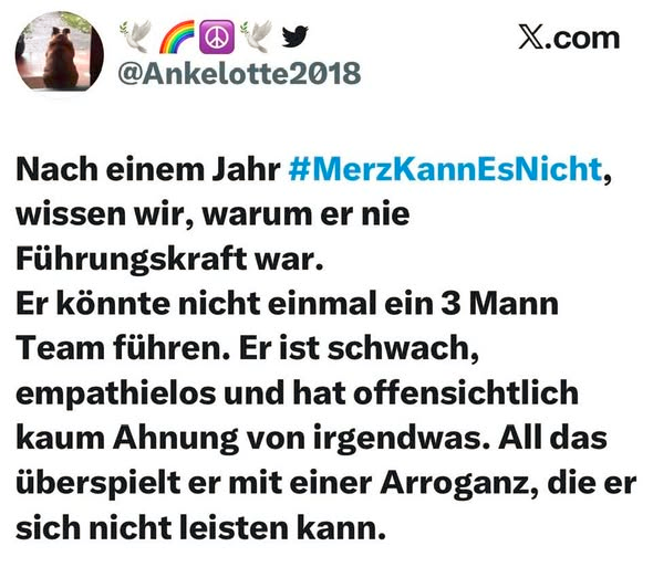 Und jetzt bitte nicht heulen, Herr <a href="/bundeskanzler/">Bundeskanzler Friedrich Merz</a>
