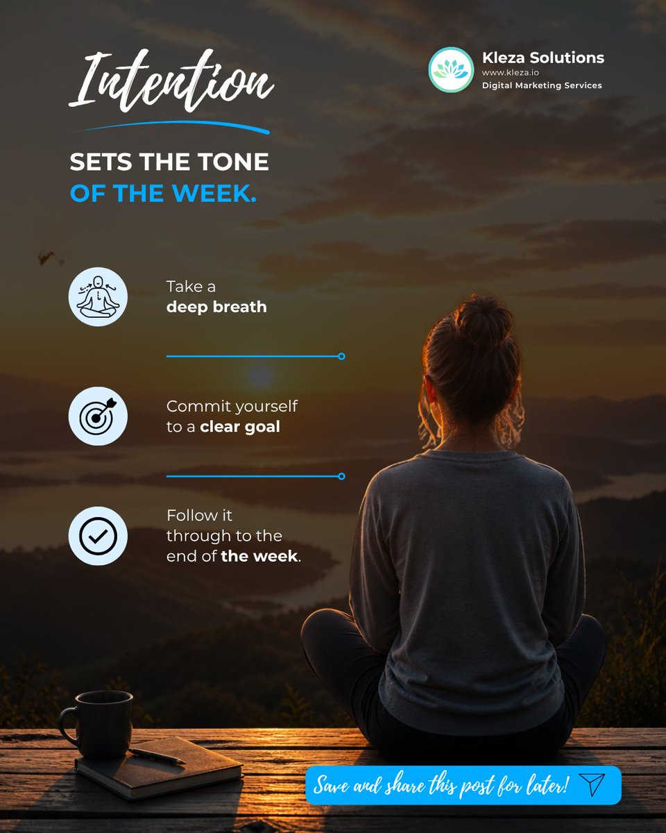 klezasolutions's tweet image. When you decide to do something, always ask yourself the intention behind it. Let purpose lead, not pressure. Let meaning measure your Monday.

#MondayMotivation #MondayMindset #SelfReflection #GrowthMindset #PositiveMindset #MotivationDaily #InnerPeace #MindsetShift #usa