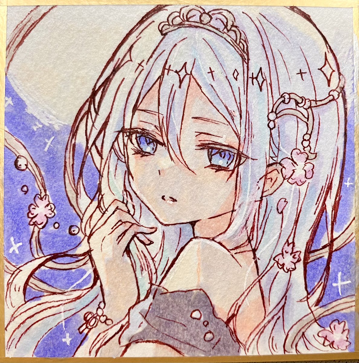 香賀彩葉　複製イラスト色紙　当選品 幸福刑の奏の豆色紙〜🎼