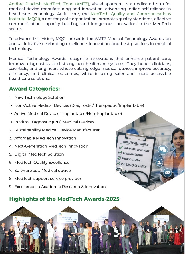 MQCI_info's tweet photo. 🟡Are you driving #innovation in #MedTech? 🏆

🟡Entries for the #AMTZ #Medical #Technology #Awards 2026 are now OPEN!

🟡An @MQCI_info initiative recognising #leaders shaping #India’s #MedTech #future 🇮🇳✨

 Apply now: 🔗 https://t.co/n5udfuqhp4

#MedTech #Innovation https://t.co/UjMthkhyiG