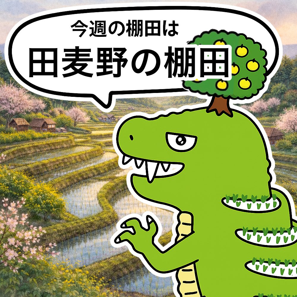 ta_na_dan's tweet photo. 【今週のおすすめ棚田①】

#山形県 天童市にある #田麦野（たむぎの）
の棚田なんダナ！
天童温泉から天童高原に向かう途中の県道2沿いの山間地に広がる棚田なんダナ！

秋に一緒に眺めることができる稲ぐい掛けと霊峰月山は実に絶景なんダナ♪

#棚田 #タナダン #今週の棚田 https://t.co/00jXYHPbZt
