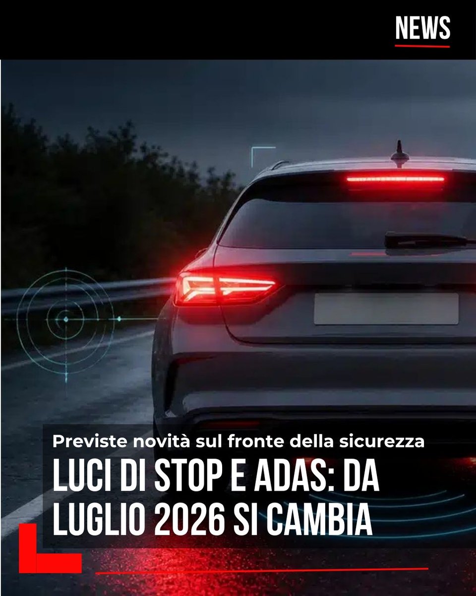motorionline's tweet image. Dal 7 luglio 2026 nuove regole UE sulla sicurezza: le #auto introdurranno luci di stop adattive che lampeggiano oltre i 50 km/h con decelerazioni superiori a 6 m/s². Obbligatori anche ulteriori ADAS avanzati.

motorionline.com/luci-di-stop-l…

#Motorionline #sicurezza #automotive