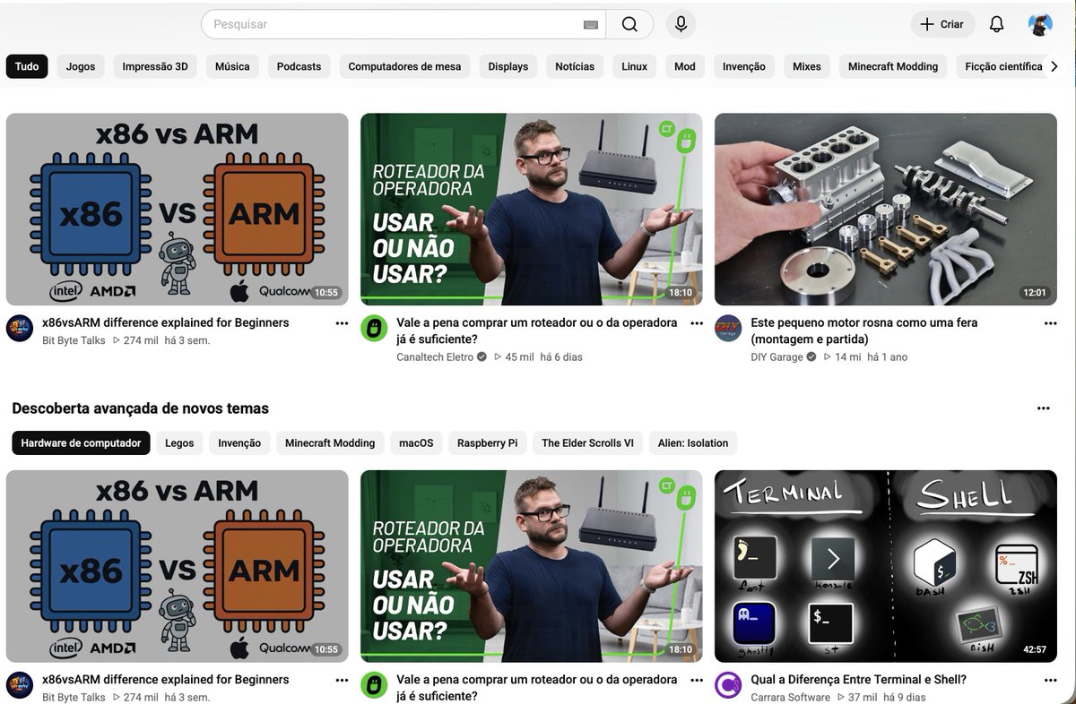 o YouTube tá de sacanagem comigo