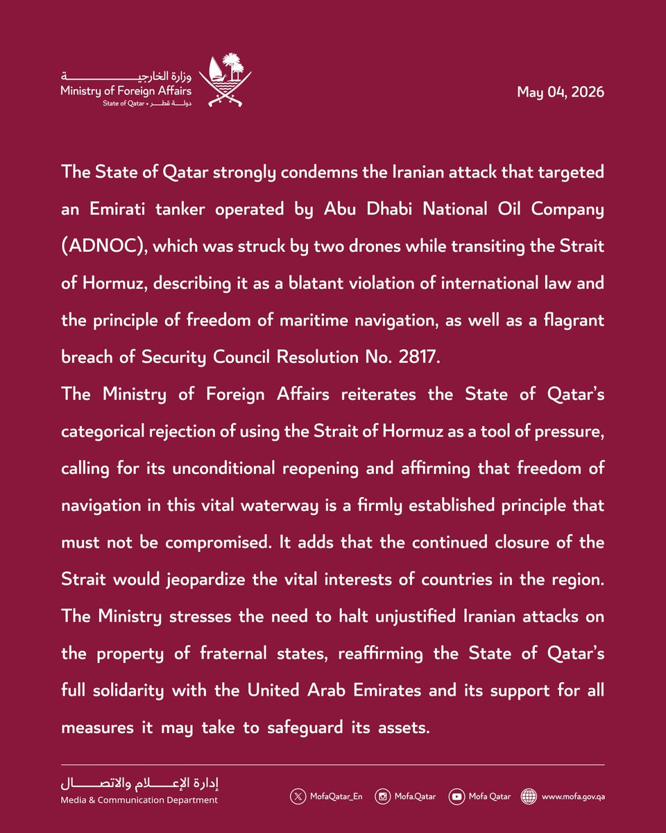 Ministry of Foreign Affairs - Qatar tweet media