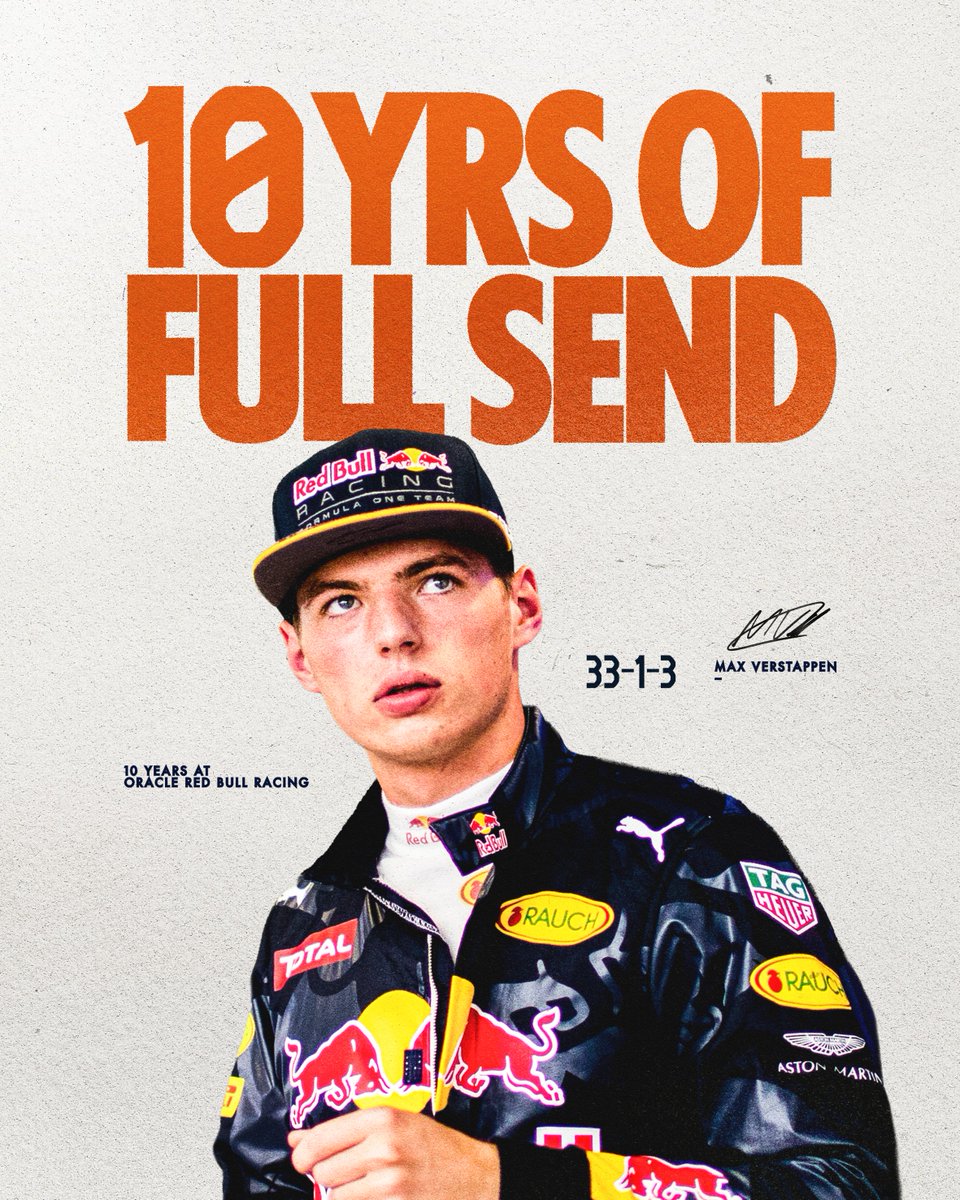 redbullracing's tweet image. Decade-defining 👊

Max joined the Team on this day in 2016 🦁

#F1 || #RedBullRacing