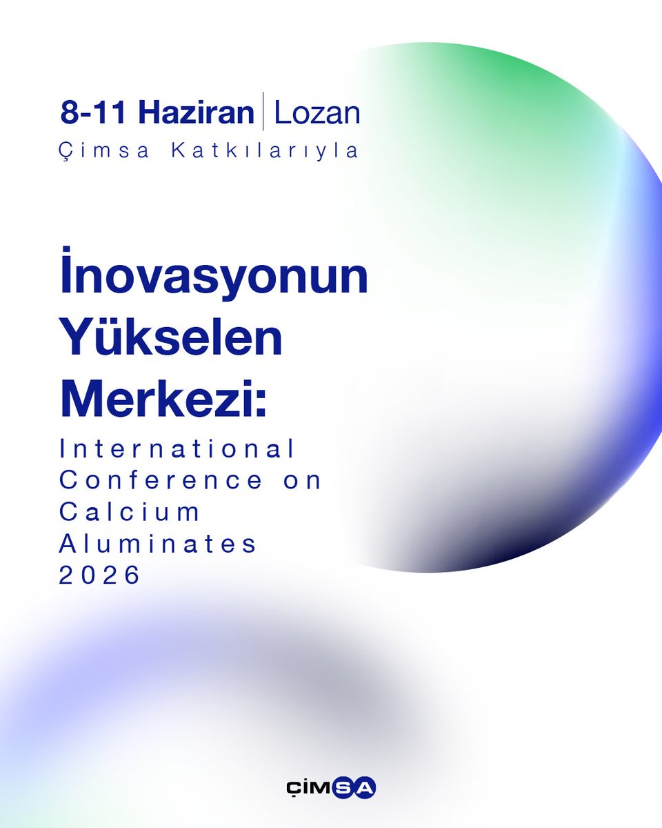 cimsacement's tweet photo. Kalsiyum alüminat dünyasının en önemli bilimsel buluşmalarından biri için geri sayım başladı! ⏳

Bu yıl International Conference on Calcium Aluminates 2026’ya Kalsiyum Sponsoru olarak uzmanlığımızı katıyoruz. Kalsiyum alüminat çimentolarının performans, dayanıklılık ve sürdürülebilirlik odağındaki gelişmelerini paylaşmak üzere 8-11 Haziran’da Lozan’dayız.

Geleceğin formülünü birlikte konuşalım! 

#Çimsa #ICCA2026