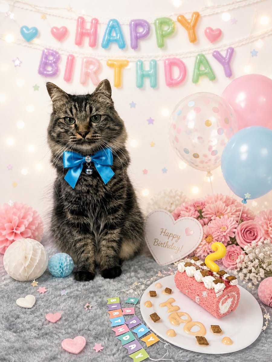 fuma__0714's tweet photo. 今日はおれの誕生日や！2歳になったおれもよろしくお願いしますぅ🐯🐯
こんなに大きくなったんやで👍背景さんはAIさんにお願いしたんやで！
#猫のいる幸せ #誕生日 #猫好きさんと繋がりたい #猫愛をかたる日 #猫のいる暮らし𓏲𓎨 https://t.co/C3JZWEGf4S