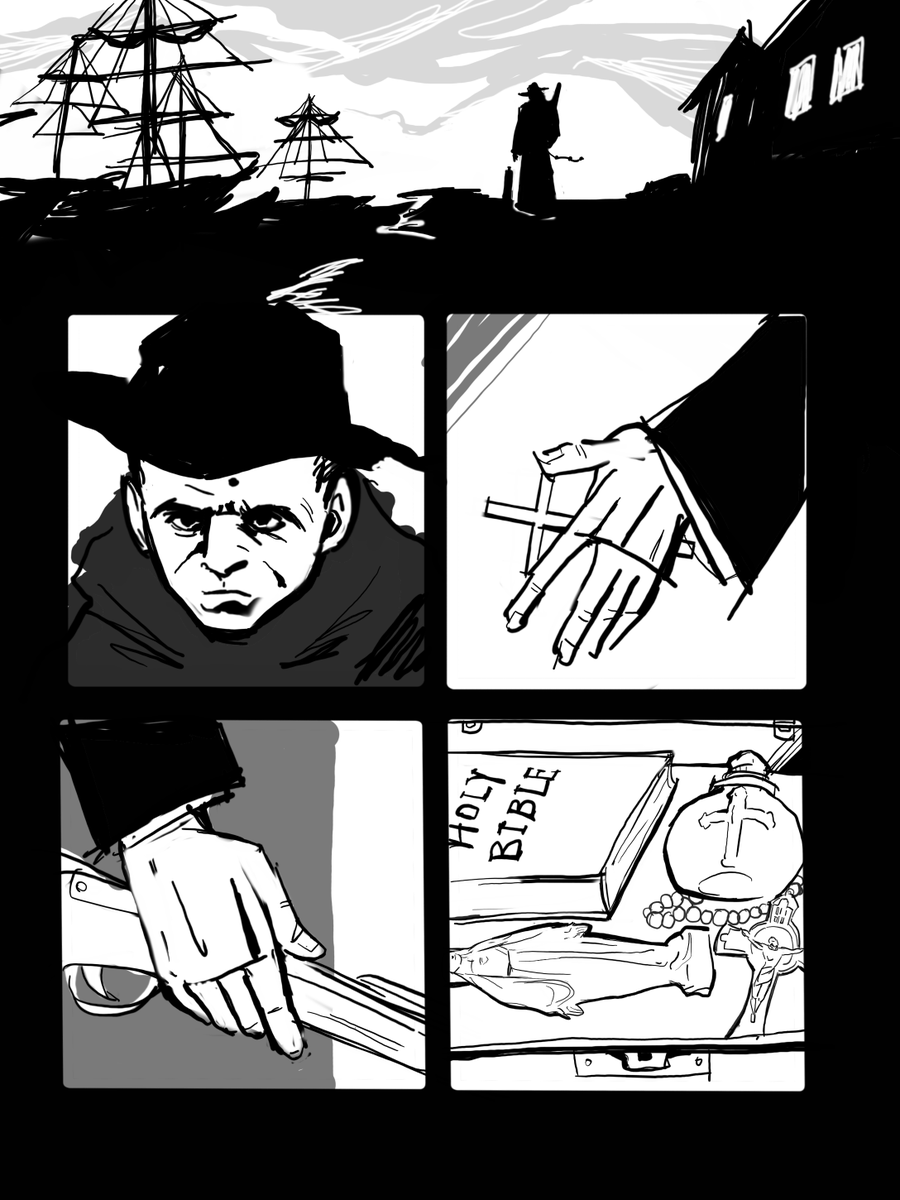 cockroachko's tweet photo. Illustration and comic for 
@DoubtingLuigiA
 's  folklore sabballey fanfic《殉道者之谷》
https://t.co/6n3SAx6TAA

Added blur to prevent the spoiler
(3/23) https://t.co/IrbpWy3FgU