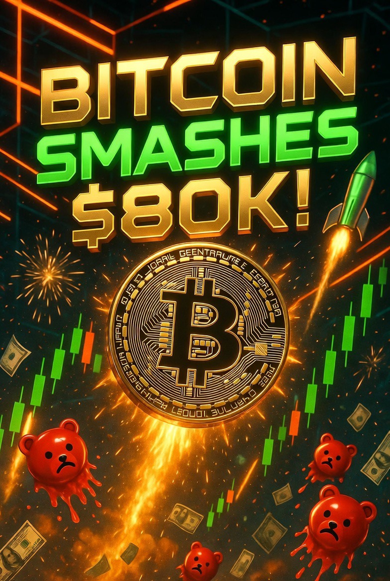 fincoriasignals's tweet photo. Bitcoin breaks $80k, wiping out $300M in bearish bets. Could a $92k breakout ignite a 2026 bull run? 📈 #Crypto #Bitcoin Follow for free signals

https://t.co/9zjW6BrFow https://t.co/YmFiMzPlGp
