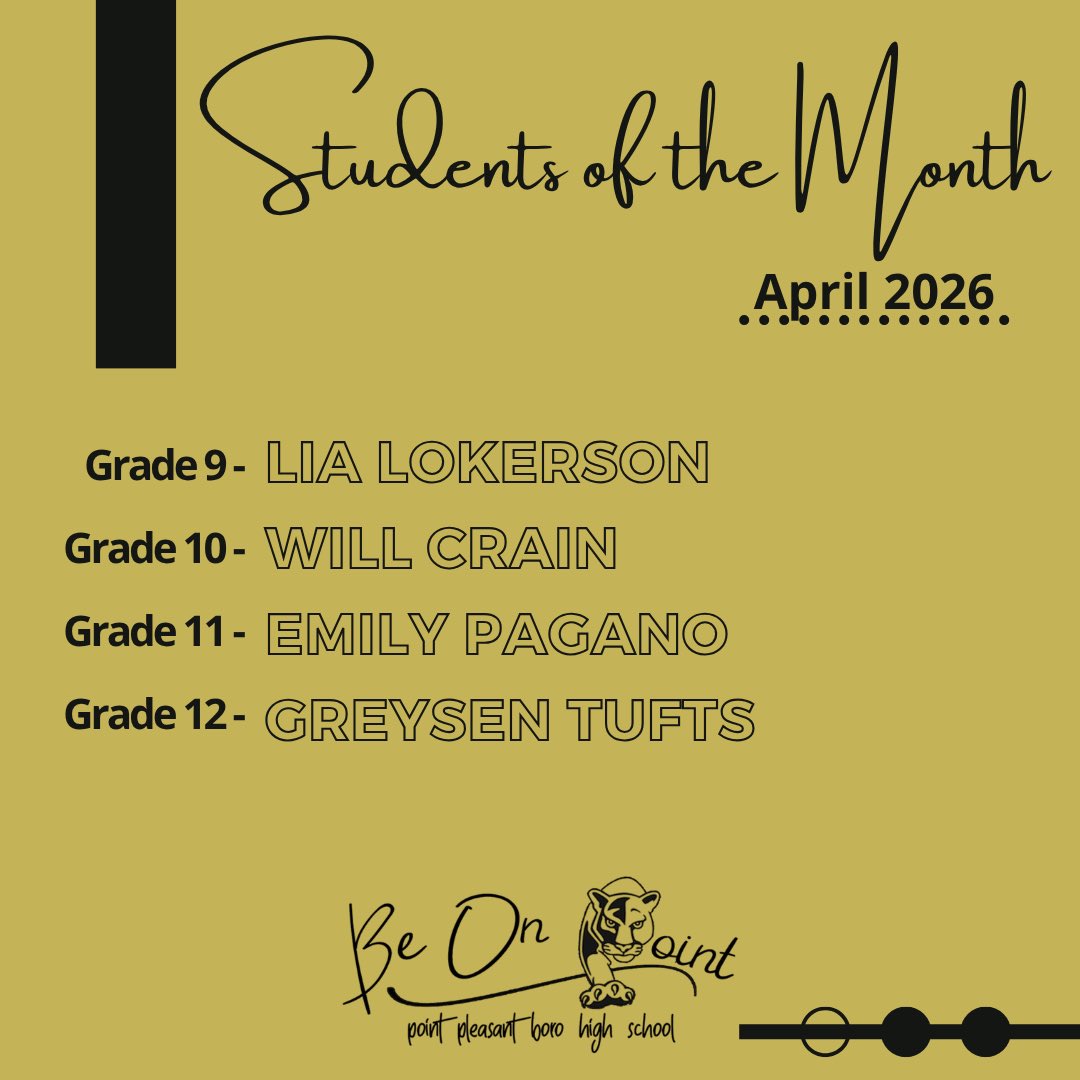 BeOnPointPPBHS's tweet photo. Congratulations to the April Students of the Month! #pantherpath https://t.co/1z57nYSsGV