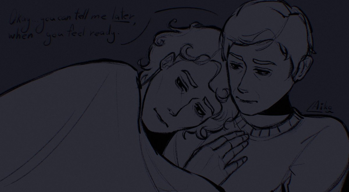 M1z3ria's tweet photo. — Okay... you can tell me later, when you feel ready.
a scene from my #johnock rp.
P.S. rp: They've been dating for six months now, and the furthest they’ve gone is kissing. At one point, Watson finds out why.
What do you think Watson found out?.. #SHERLOCK #SherlockBBC #art https://t.co/eEbMaW7ysf