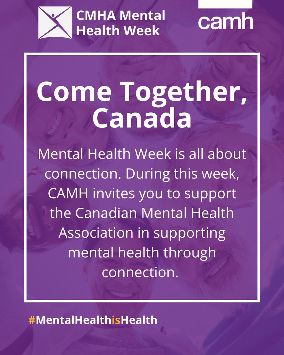 CAMHnews's tweet image. Our names may sound similar but this week is the Canadian Mental Health Association (CMHA) #MentalHealthWeek, and we want to show our support in helping to connect the country around a common cause - spreading awareness around #mentalhealth. Learn more: cmha.ca/mental-health-…