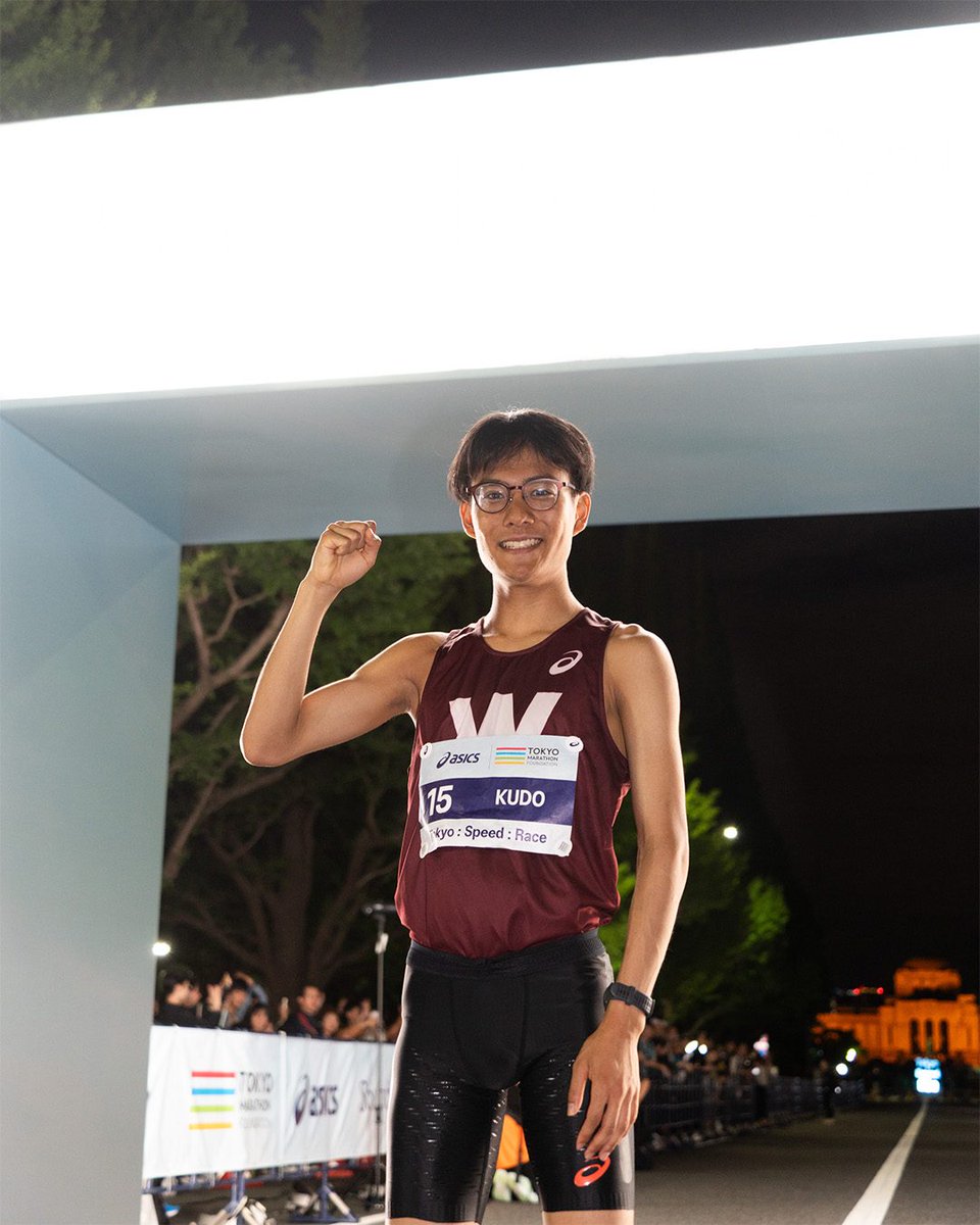 ASICSRunningJP's tweet image. 【Tokyo：Speed：Race｜エリートレース結果】
5km（ロード）にて​
男子1位 工藤慎作選手（早稲田大学）13分31秒、
女子1位 川村楓選手（岩谷産業）15分39秒/男女混合レース日本新記録

素晴らしい走りを魅せた、選手たちに拍手を。

#ASICS
#SoundMindSoundBody
#TokyoSpeedRace