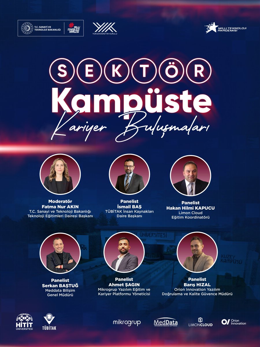 HituKurumsal's tweet photo. Sektör Kampüste - Kariyer Buluşmaları🎙️

Tüm öğrencilerimizi bekliyoruz.

🗓️6 Mayıs 2026
⏰13.30
📍MYO Kampüsü Ethem Erkoç Konferans Salonu

#HititÜniversitesi @ProfAliOzturk @TCSanayi @Tubitak https://t.co/k1Qvs2Suv3