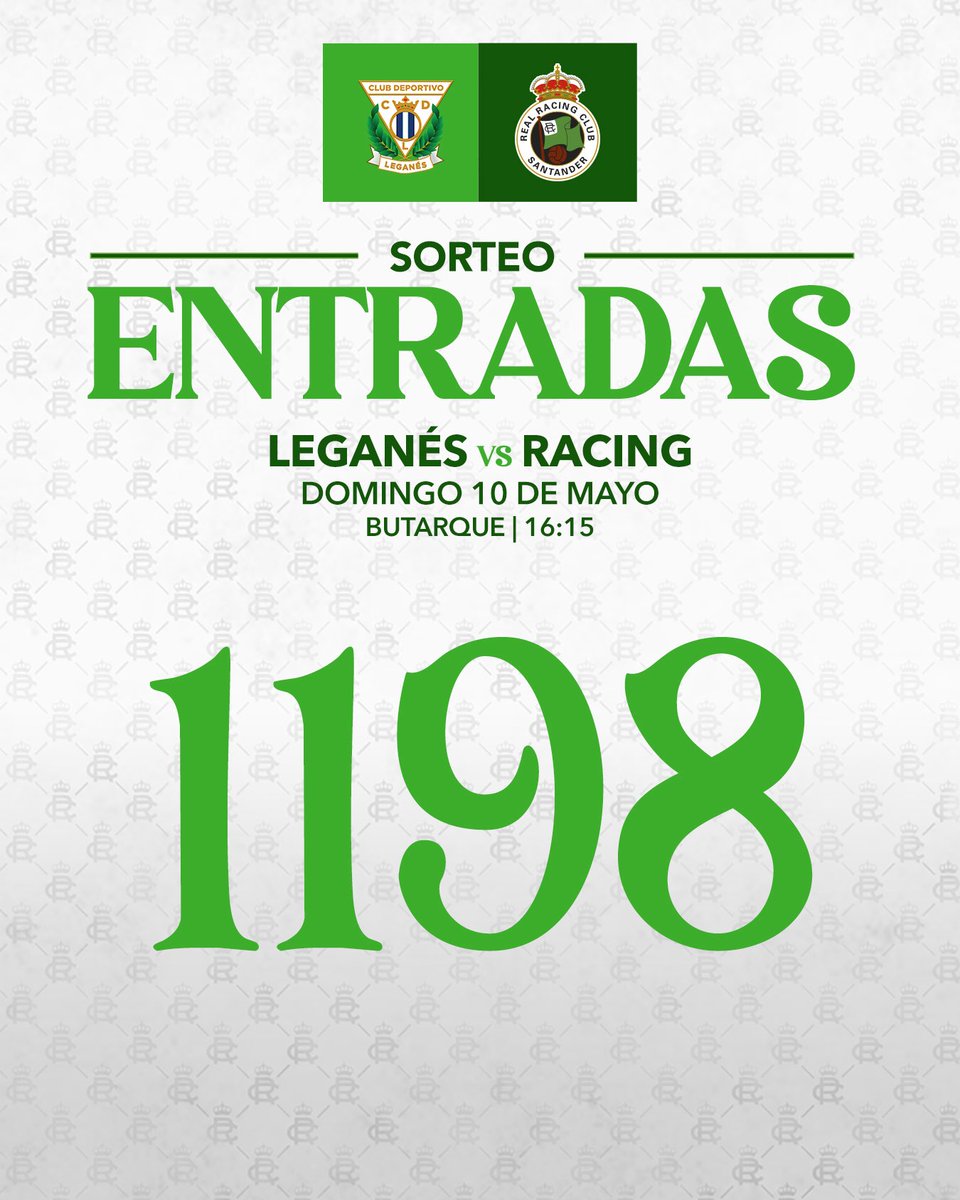 📺 Como habéis podido ver en el sorteo realizado en directo en nuestro canal de YouTube, el número seleccionado ha sido el 1198

#LeganésRacing