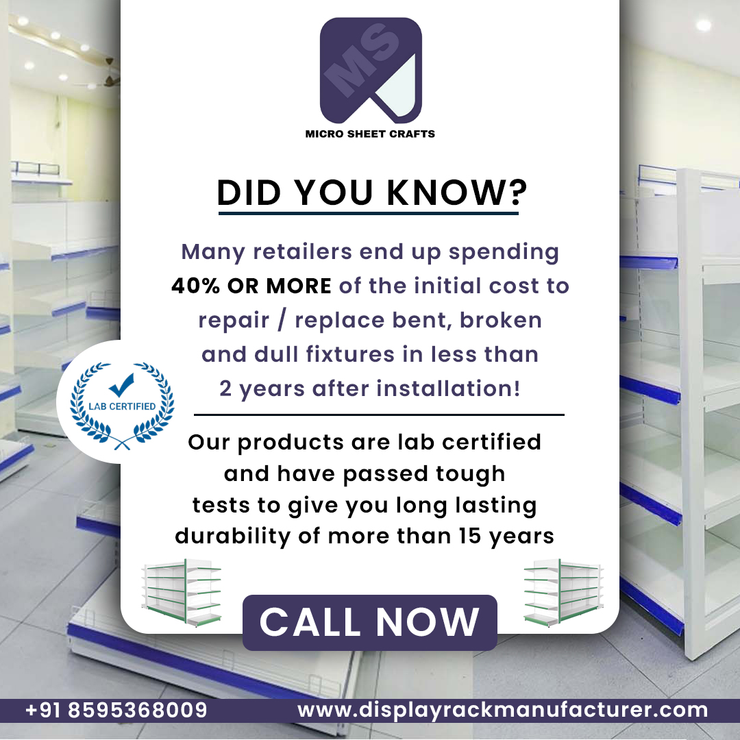 MicroSheetCraft's tweet image. 💡 Did You Know? Many retailers spend 40% or more on repairs in just 2 years! Avoid extra costs with Micro Sheet Crafts' lab-certified durable display racks 🏬✅ Lasting 15+ years!

📲: +91 8595368009
🌐: displayrackmanufacturer.com
📧: microsheet@gmail.com

#RetailSolutions #Display