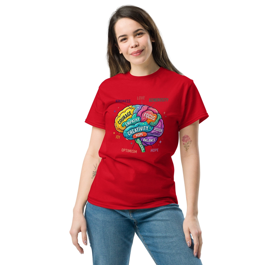 Apparelhue's tweet image. Your brain is a masterpiece 🧠✨ Embrace growth, kindness, creativity with our Positive Mindset T-Shirt. Wear your potential. 🌈 Get yours now! 🚀 #mindserdaily #braindesign #positivity #growthmindset #colorfultrend