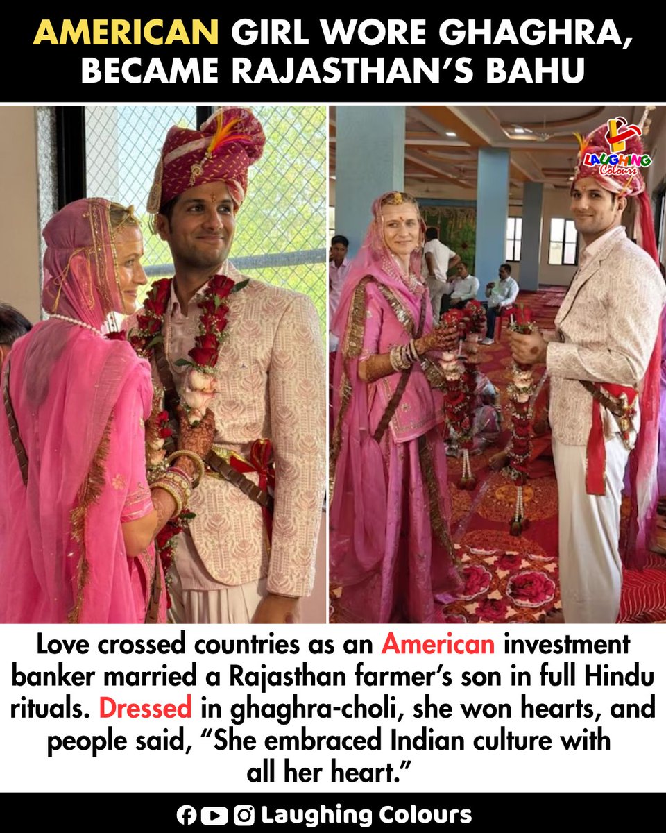 LaughingColours's tweet image. American bride Rajasthan wedding ❤️

#Rajasthan #CrossCulture #LoveStory #IndianWedding