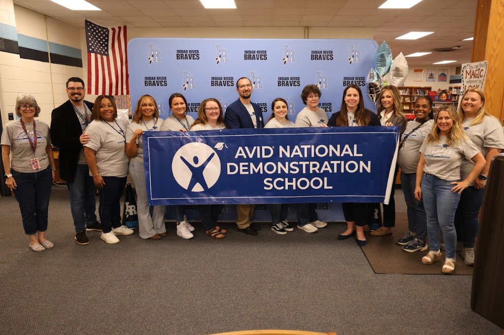 IndianRiverMid1's tweet photo. We’re proud to share that Indian River Middle School has been revalidated as an AVID National Demonstration School! #CPSCelebrates @cpschoolsva https://t.co/r5Arv8pX9m