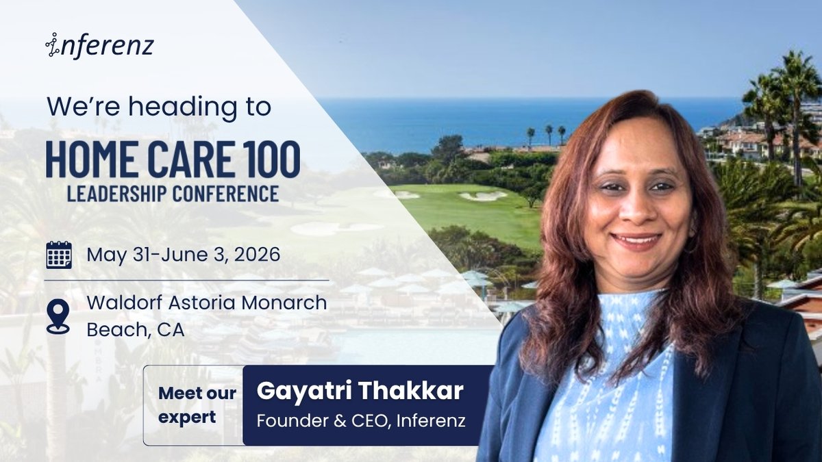 InferenzTech's tweet image. Excited to share that Inferenz is heading to the #HomeCare100 Leadership Conference 2026.
 
 #HealthcareInnovation #AIinHealthcare #HomeHealthcare #DigitalTransformation #HealthcareAI #Inferenz
