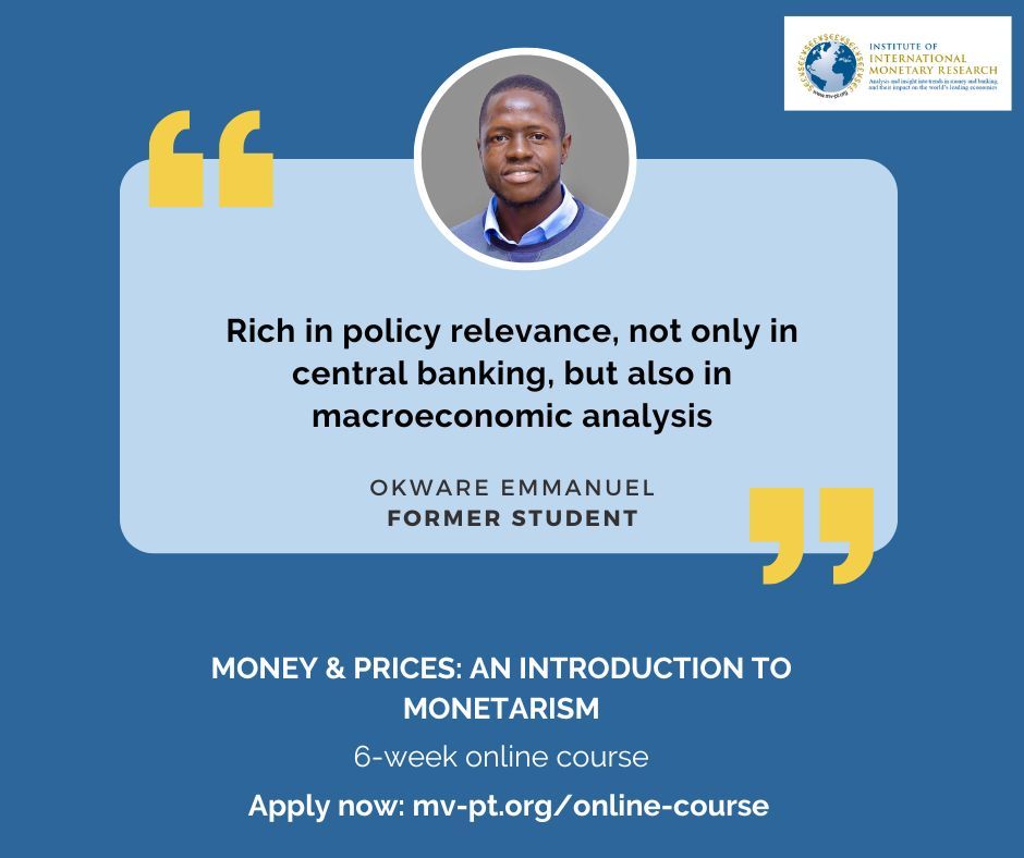 iimr_buckingham's tweet image. Build your knowledge of the way the money supply affects the world economy with our 6-week online course 'Money &amp;amp; Prices: An Introduction to Monetarism'. Find out more at: mv-pt.org/online-course/ 
#monetarism #onlinecourse #economics #centralbanks